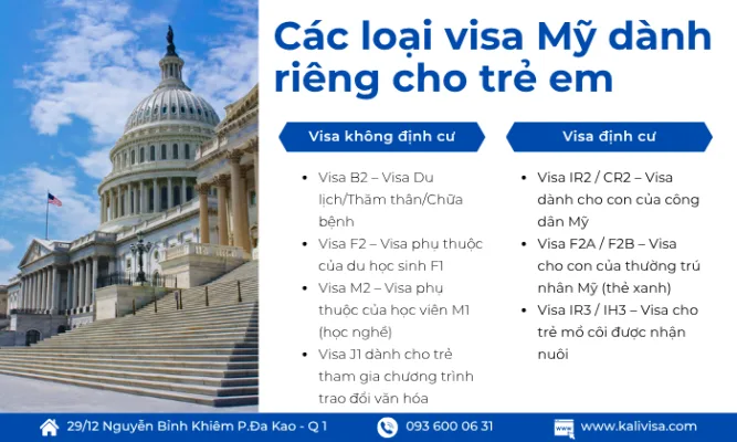 Các loại visa Mỹ dành riêng cho trẻ em