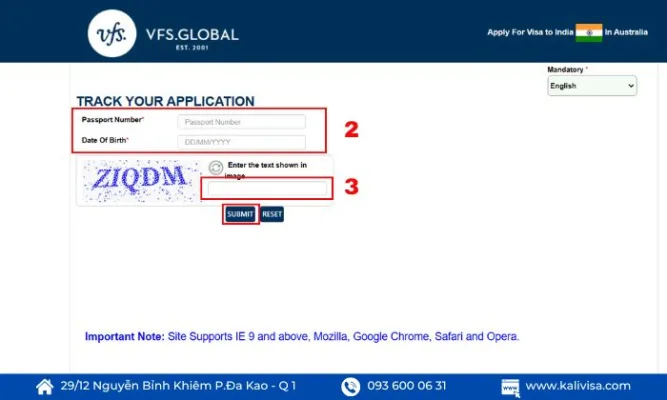 Check tình trạng visa Úc qua VFS
