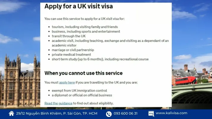 Bước 1: Truy cập hệ thống đăng ký visa Anh trực tuyến