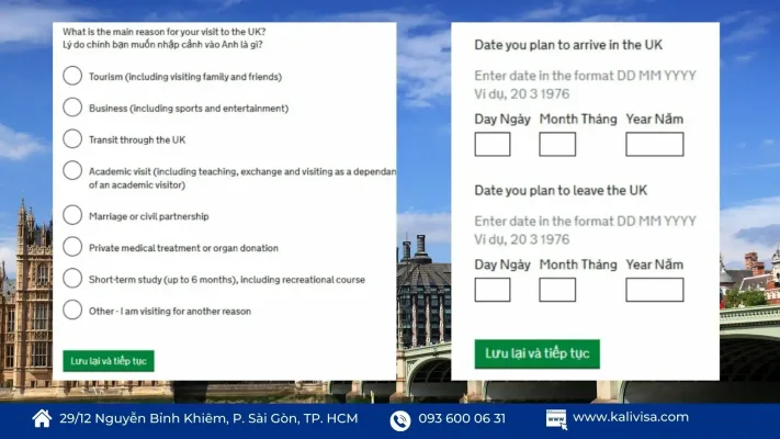Bước 4: Điền mục đích và kế hoạch chuyến đi
