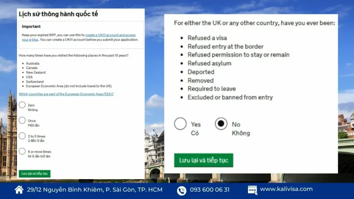 Bước 6: Điền lịch sử đã thông hành quốc tế
